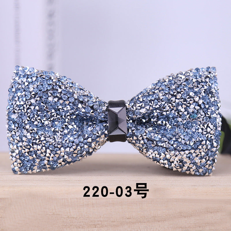 multi-color bow tie crystal starry rhinestone banquet nightclub super flash diamond wedding groom clay collar