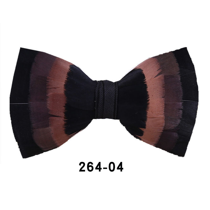 264 Colorful Feather Bow Tie Men's Wedding Banquet Clay Suit Accessories Shirt with Box Bow