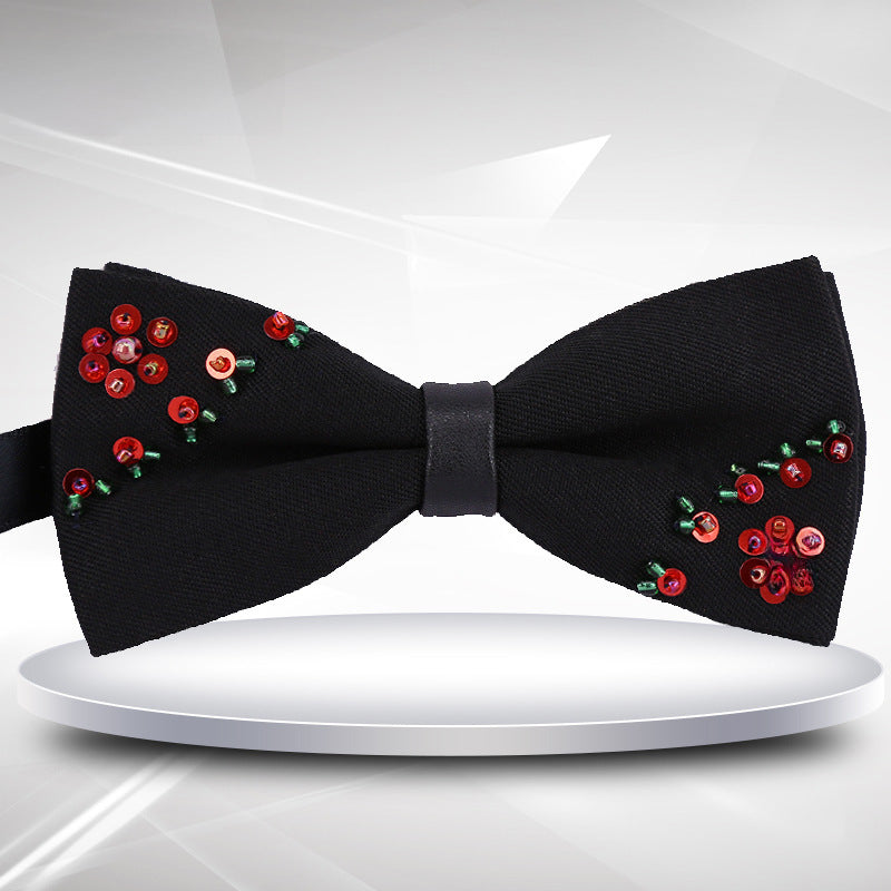 Men's and Women's Bow Tie Crystal Red Beads Authentic Bow Tie Embroidery Bead Embroidery Men's Wedding Wedding Groom New Products
