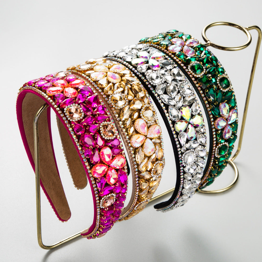 and Ming hair ornaments, baroque heavy industry headbands, women's European and American retro headbands, rhinestones, flowers, high-end banquet hair accessories