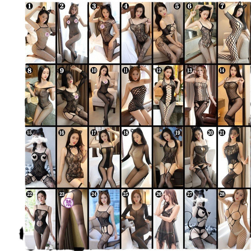 Erotic lingerie suspender one-piece netting, sexy lace, one-piece stockings, fishnet stockings, pajamas, one piece dropshipping