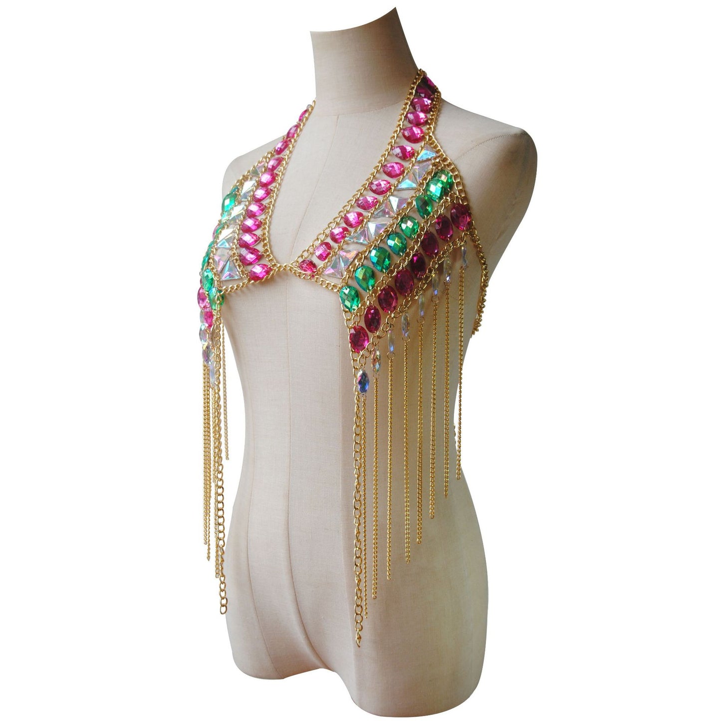 New European and American cross-border jewelry, punk, sexy chest chain, street photography, personality style, necklace, acrylic body chain