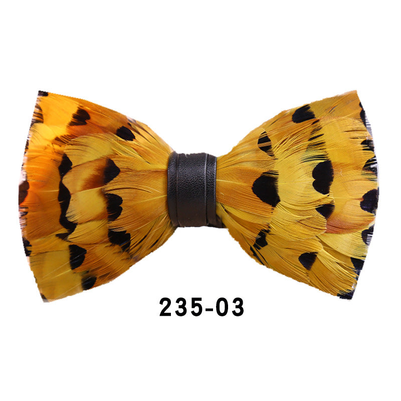 235 Red Feather Shirt Bow Tie Men Wedding Party Collar Yellow Suit Bow