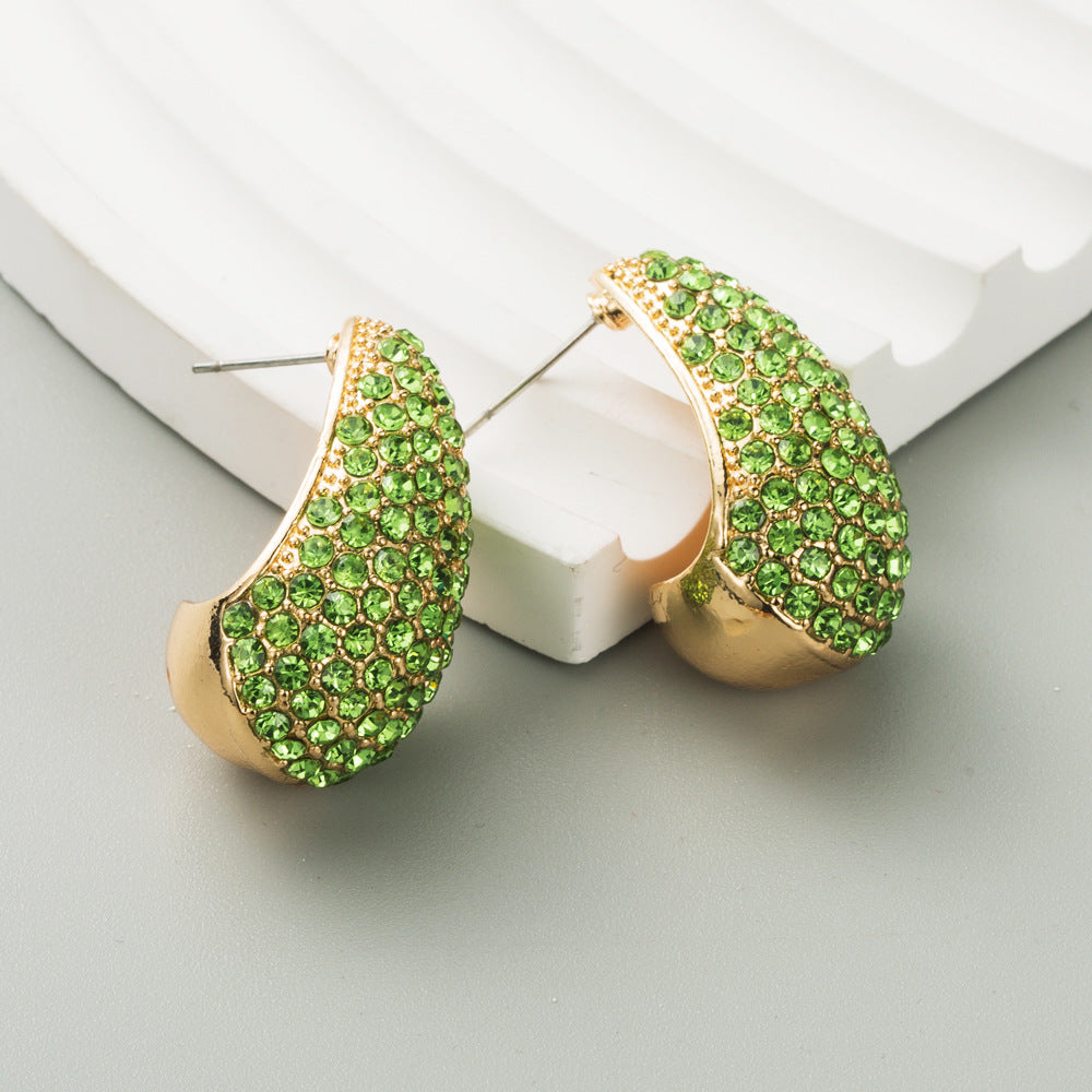 European and American trend new pear-shaped alloy full diamond silver needle earrings female retro temperament super flash full diamond earrings wholesale