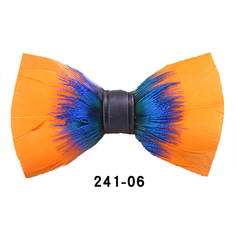 241 Peacock Blue Feather Man Hosts the Party Groom Groomsman Group Butterfly Wedding Bow Tie Spot