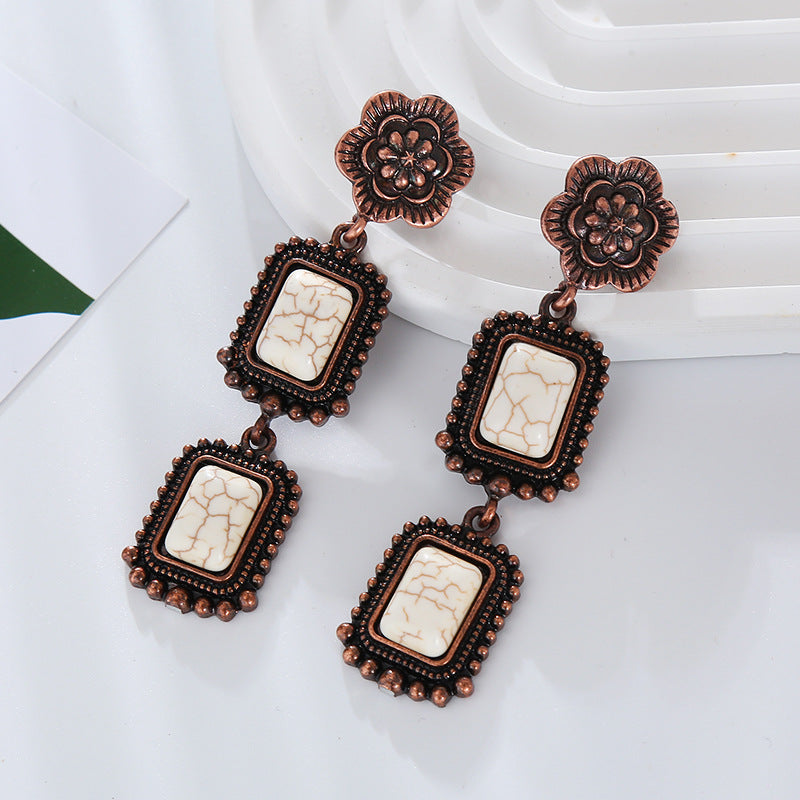 Cross-border original design, European and American retro fashion, new multi-layered temperament earrings, exaggerated bohemian dinner earrings