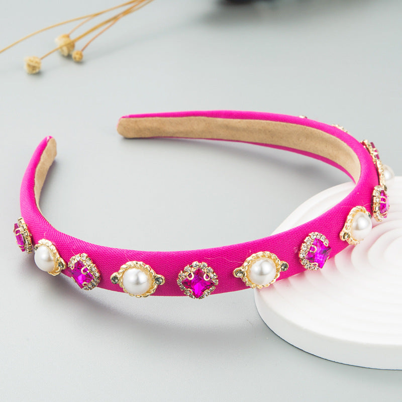 Heming headband, fashionable, flashing pearls, baroque thin sponge headband, women's simple Korean version, thin edges, bright hair bands, hair accessories