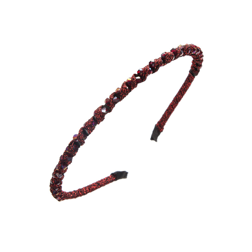 Cross-border supply: super flash crystal, hand-woven beaded, fine-edged headband, Korean version, sweet fashion and versatile hair accessories wholesale