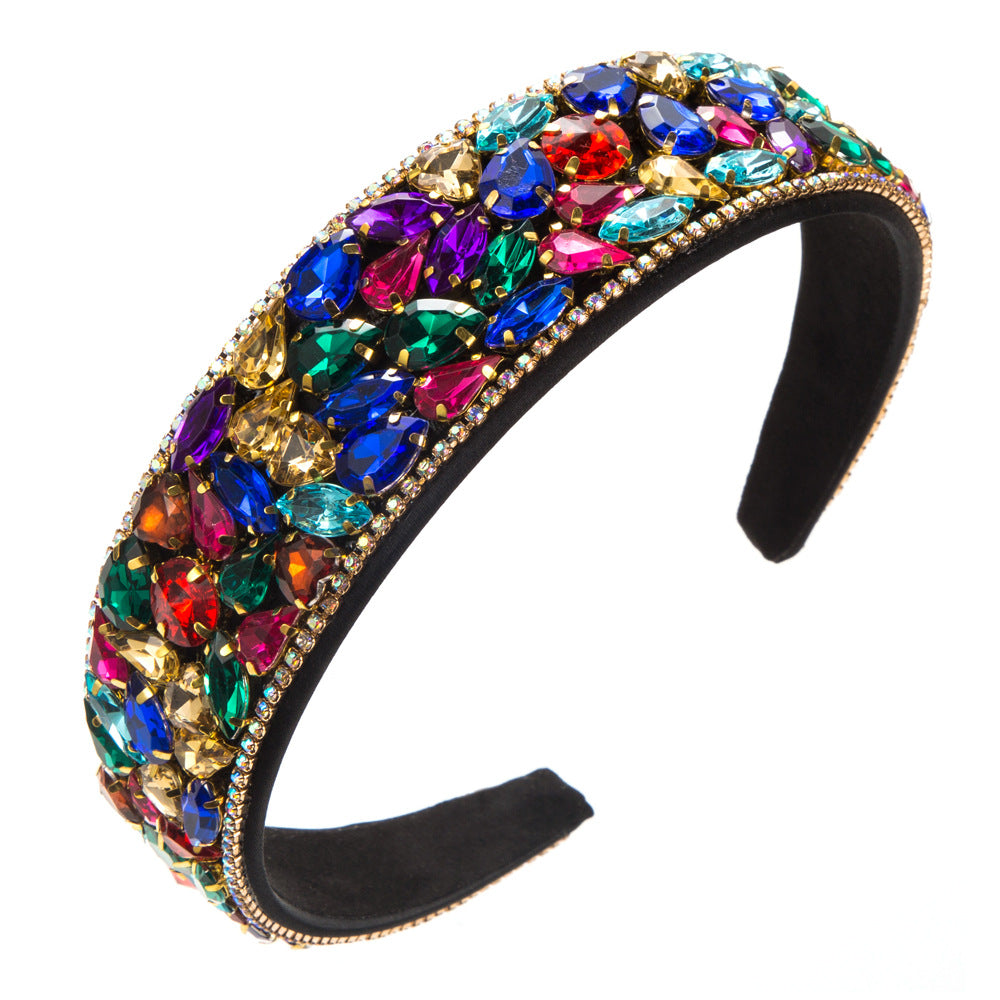 European and American new fashion baroque headbands women's full diamond retro wide-brimmed temperament versatile prom headband hair accessories wholesale