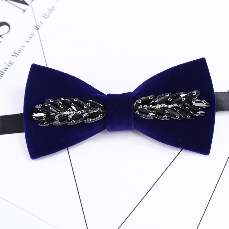 Crystal Leaf Suede Classic Bow Korean Business White Shirt Bow Tie Flower