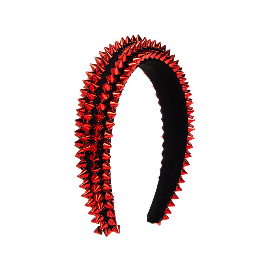 European and American cross-border fashion sponge rivet headbands female exaggerated baroque colorful headbands prom catwalk hairpin wholesale