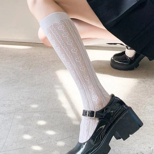 Japanese Lolita lolita socks women's jk calf ladies ring lace stockings summer thin section hollow net middle tube net