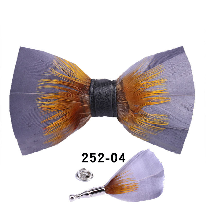 252 orange feather wedding groom best man butterfly wedding shirt man black bow tie shirt collar flower