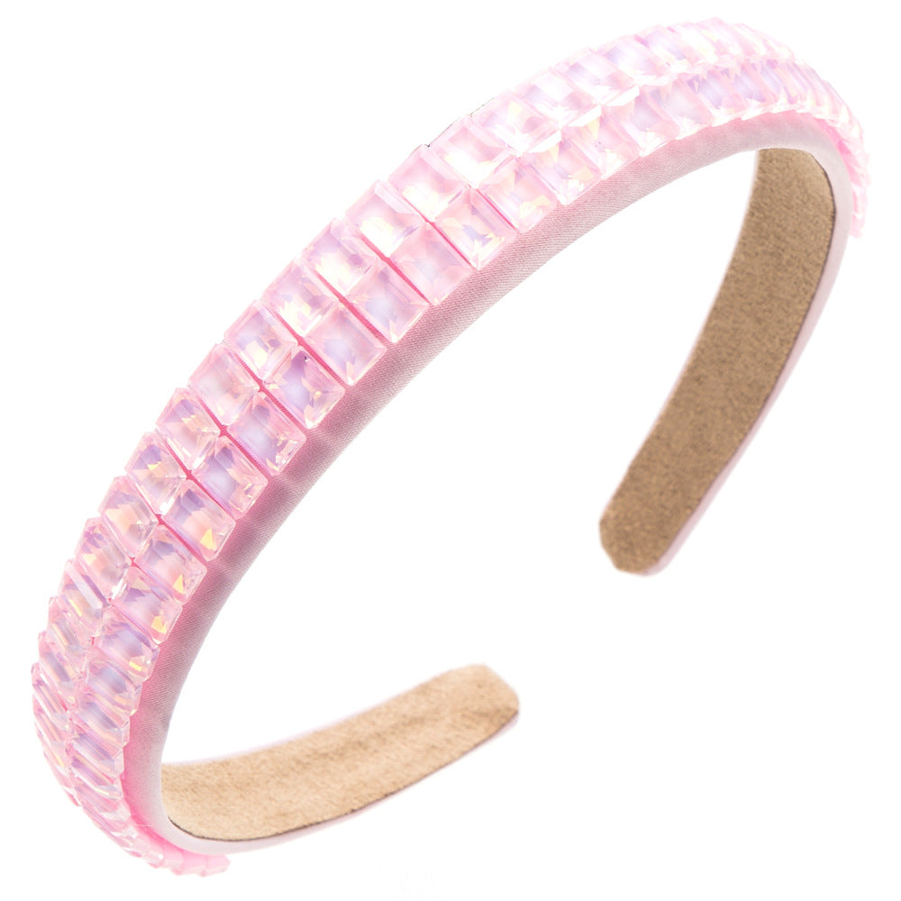 Cross-border Korean version fashion new spring color thin-edged headband women's wild inlaid glass diamond temperament headband hair ornament wholesale