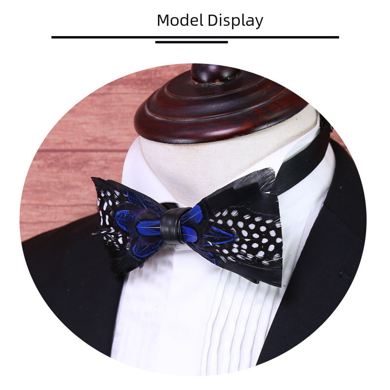 223 male bow tie red feather bird feather banquet nightclub wedding groom clay pot wedding banquet bow