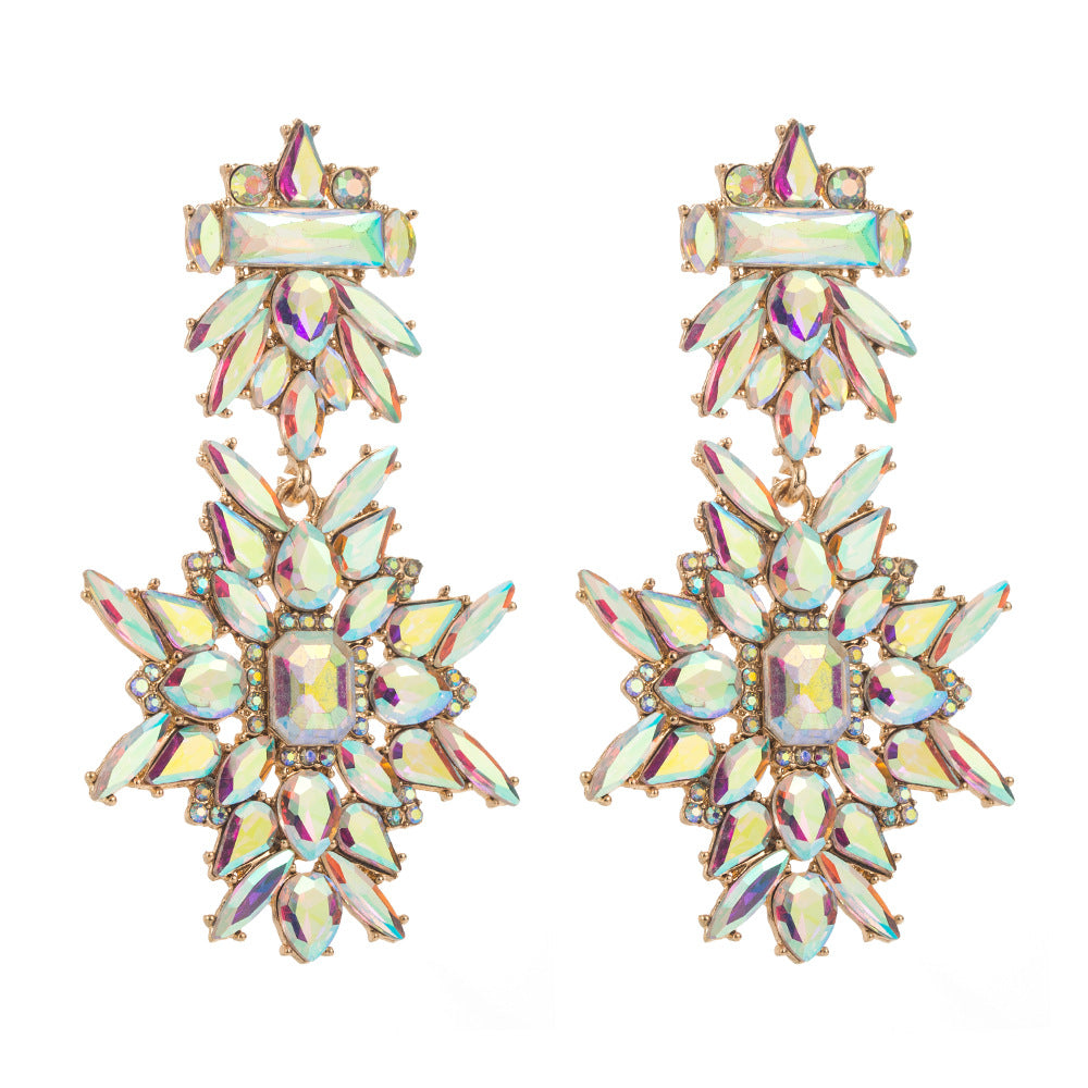 Earrings cross-border new alloy inlaid diamond multi-layer temperament earrings European and American personality exaggerated Internet celebrity party earrings