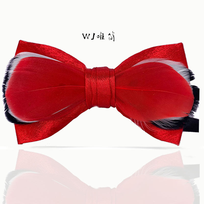 265 Red Feather Bow Tie Men's Children's Wedding Flower Girl Banquet Sapphire Blue Suit Accessories Bow