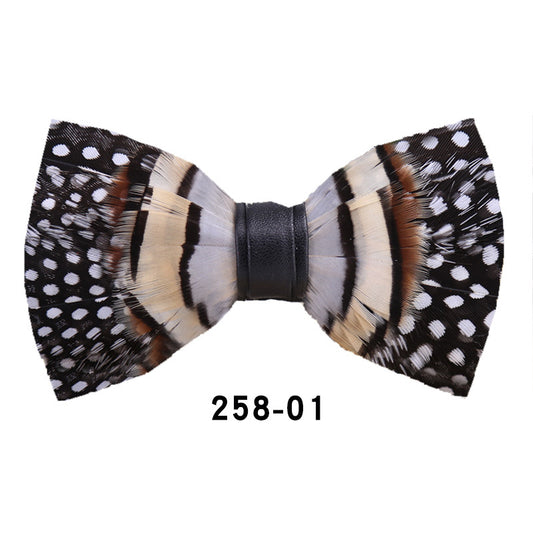 258 black and white dot khaki feather wedding groom groomsman butterfly wedding shirt male bow tie flower collar