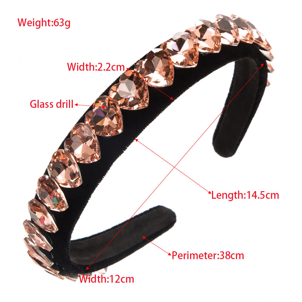 Heming headband Korean version fashion heart-shaped glass drill bits hoop retro luxury temperament simple hair accessories wholesale