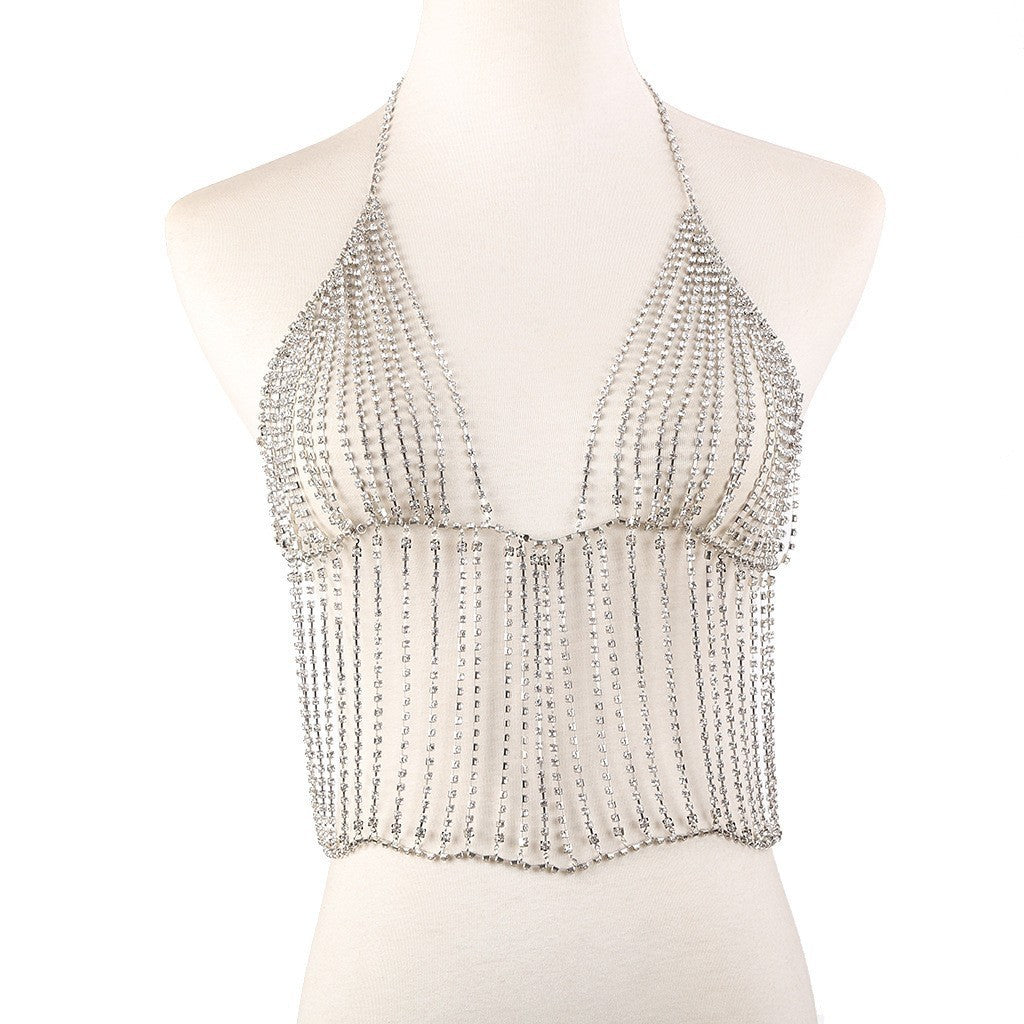 New European and American cross-border rhinestone bra sexy multi-layer body chain fashion claw chain inlaid rhinestone bra body chain