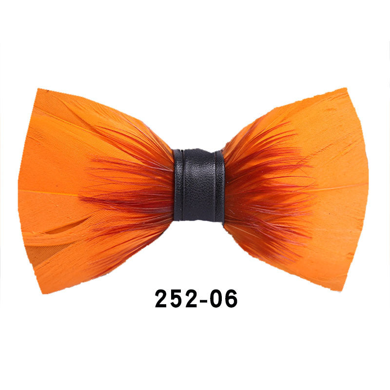 252 orange feather wedding groom best man butterfly wedding shirt man black bow tie shirt collar flower