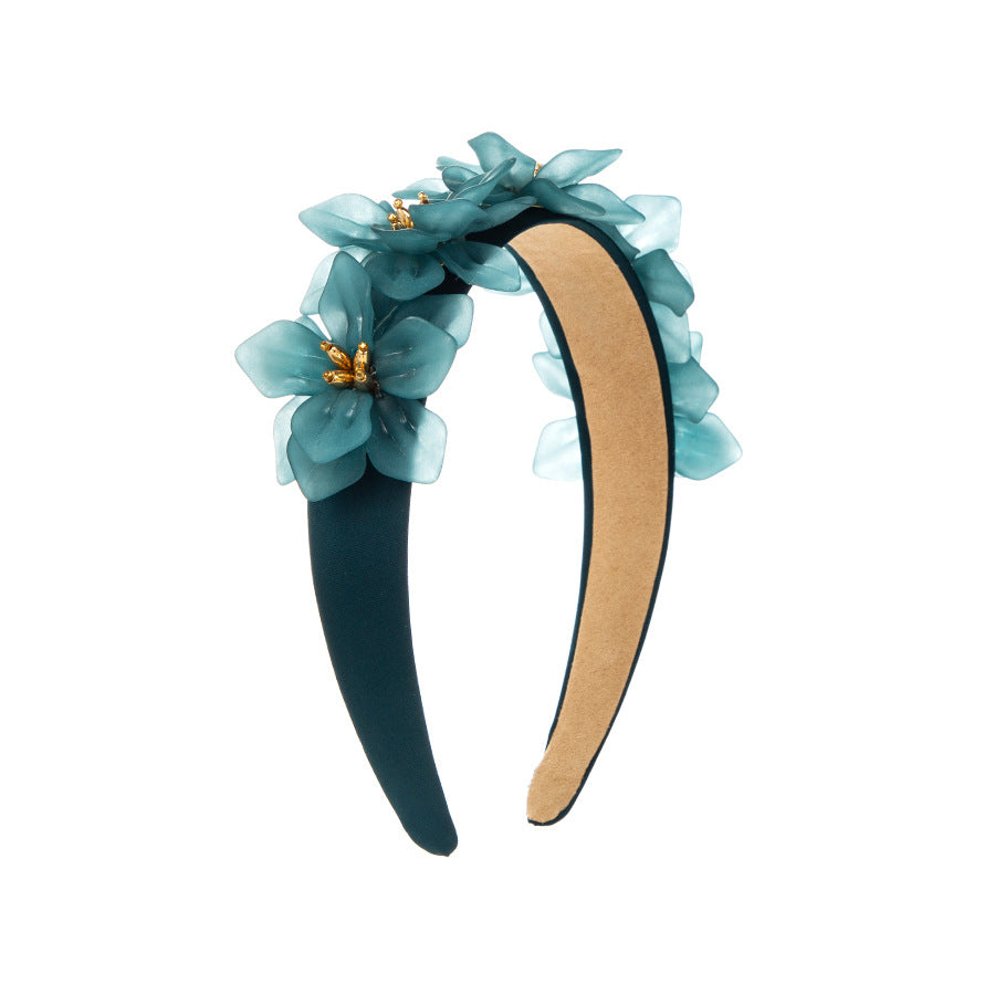 European and American fashion personality design three-dimensional resin flower headbands temperament lady elegant retro wide brim headband wholesale