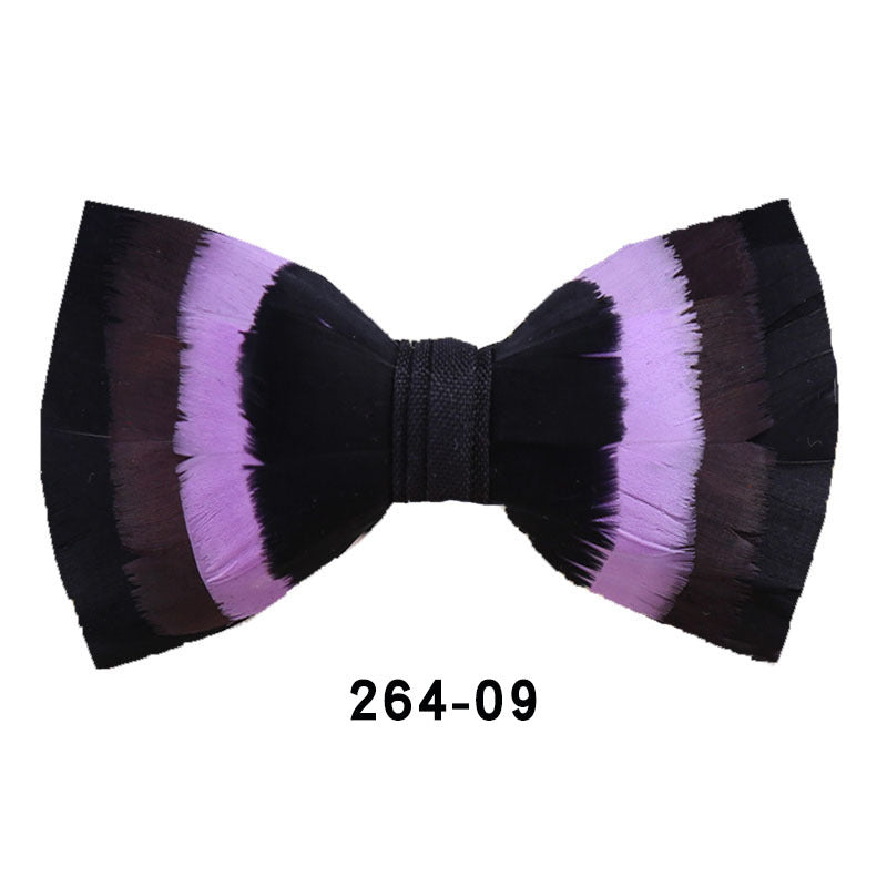 264 Colorful Feather Bow Tie Men's Wedding Banquet Clay Suit Accessories Shirt with Box Bow