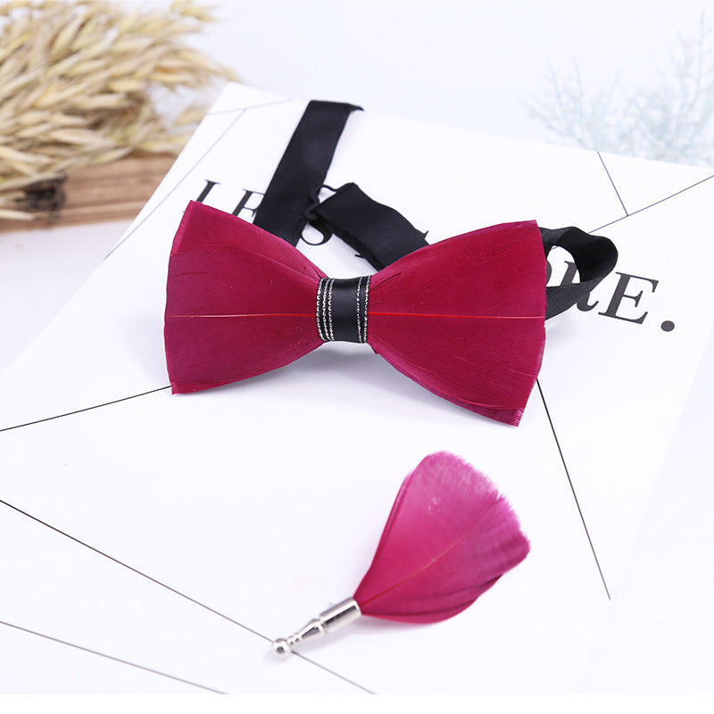 Rose Red Fashion Men's Wedding Groom Groomsman Banquet Korean Bow Tie British Style Bow