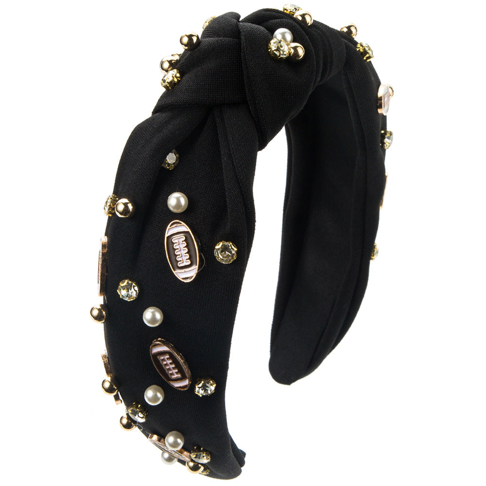 Heming headbands, European and American hot-selling simple rugby, beaded headbands, women's fashion and versatile, high skull top, wide-brimmed hair accessories