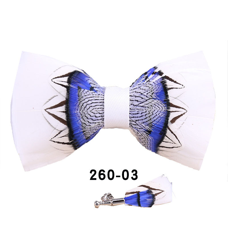 260 colorful feather bow tie men's wedding banquet clay suit accessories shirt with box bow