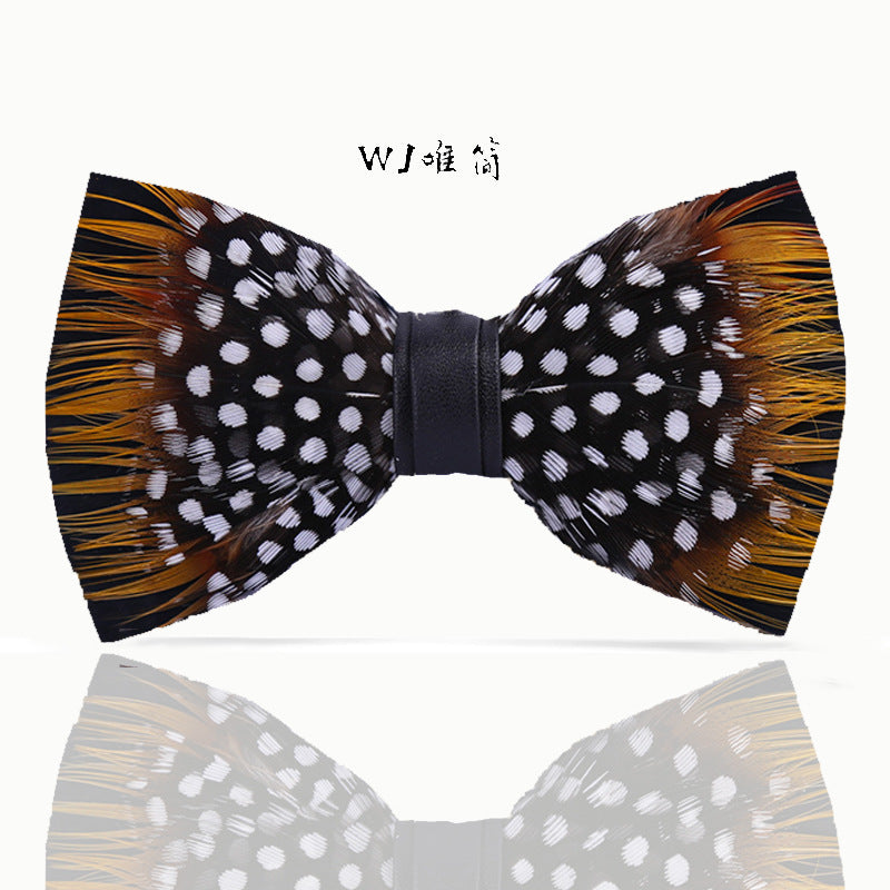 249 black and white dots yellow feathers male wedding groom best man group pot butterfly wedding wedding bow tie flower tie