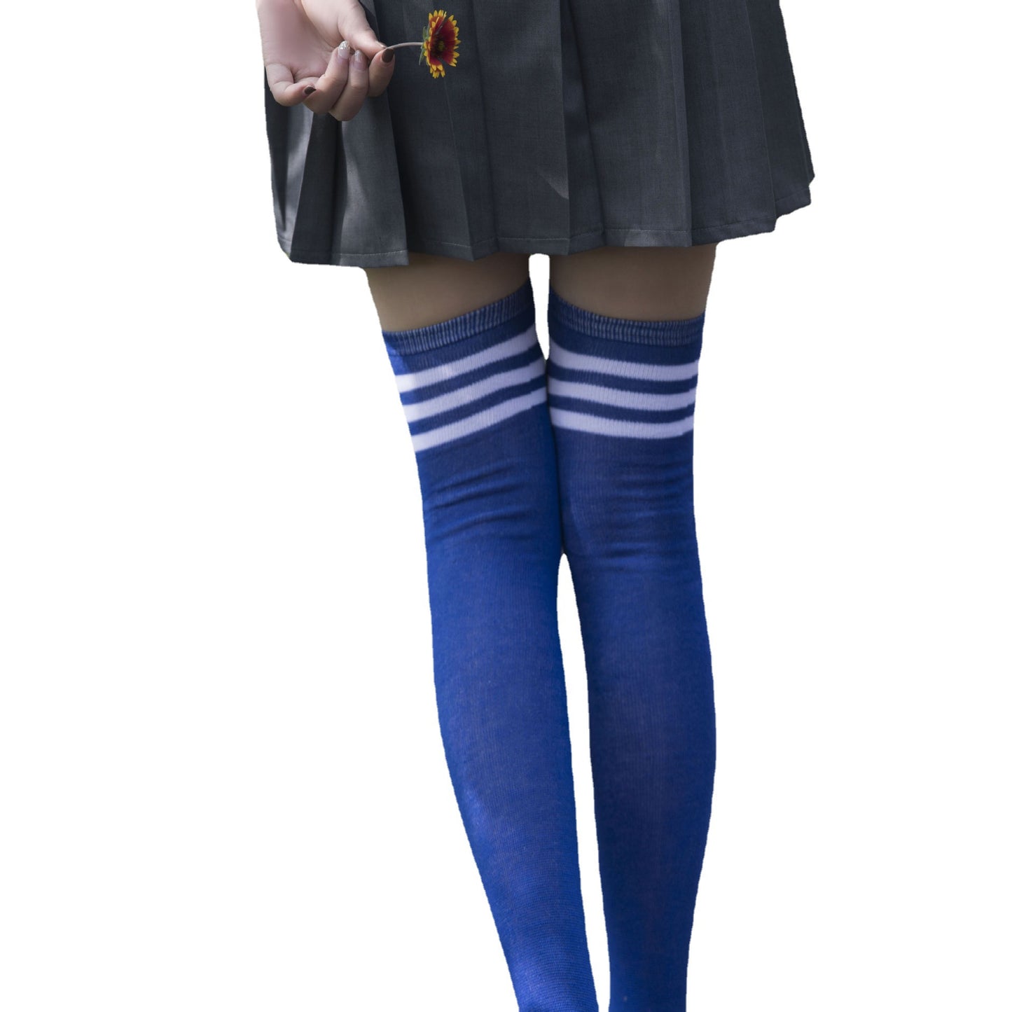 XS01 Japanese Department Erotic College Style Three Bar Student High Socks Korea Striped Over-the-Knee Socks Women's Cotton Long Tube