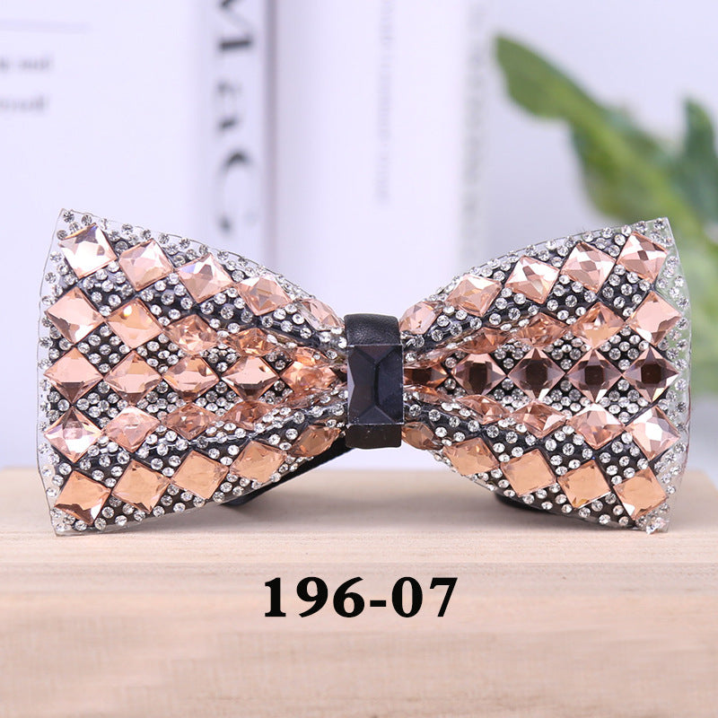 196 rectangular blue crystal bow tie male wedding party suit suit formal dress collar flower man crystal bow