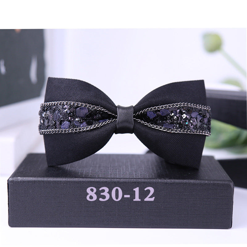 830 bow tie male rhinestone blue butterfly wedding ceremony groom master of ceremonies presided over crystal children's dress collar flowers