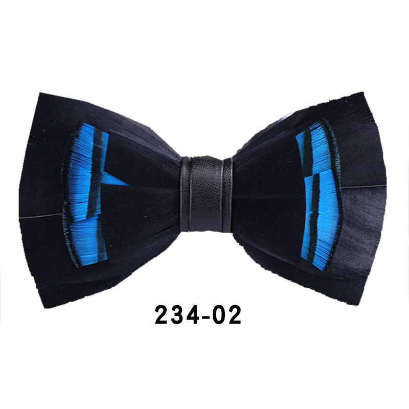 234 blue feather bow tie men's shirt groomsman group pot butterfly wedding host flower collar