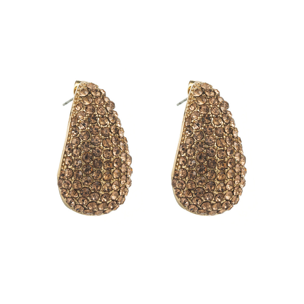 European and American trend new pear-shaped alloy full diamond silver needle earrings female retro temperament super flash full diamond earrings wholesale