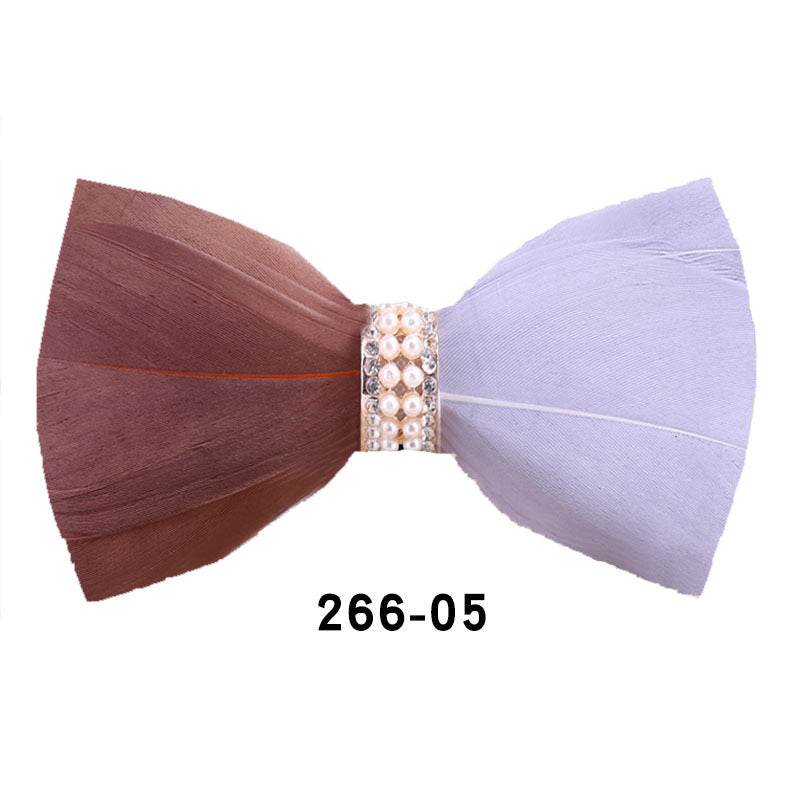 266 khaki feather male bow tie men and women wedding bow bow men's bow tie yellow white collar flower tie