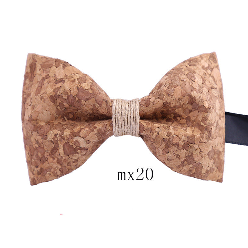 Men's Wood Grain Bow Tie Casual Sawdust Bow Wedding Show Host Shirt Dress Formal Wear Collar Flower