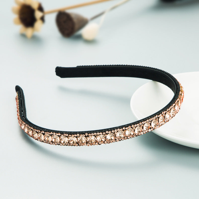 Heming headband, Korean version of the Internet celebrity fashionable, simple color rhinestone headband, European and American women's anti-slip face wash hairpin headwear