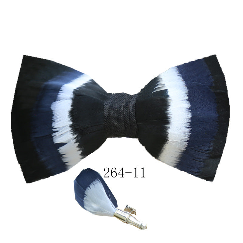 264 Colorful Feather Bow Tie Men's Wedding Banquet Clay Suit Accessories Shirt with Box Bow