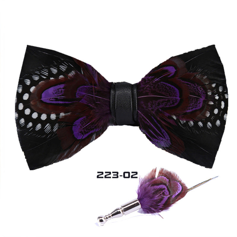 223 male bow tie red feather bird feather banquet nightclub wedding groom clay pot wedding banquet bow