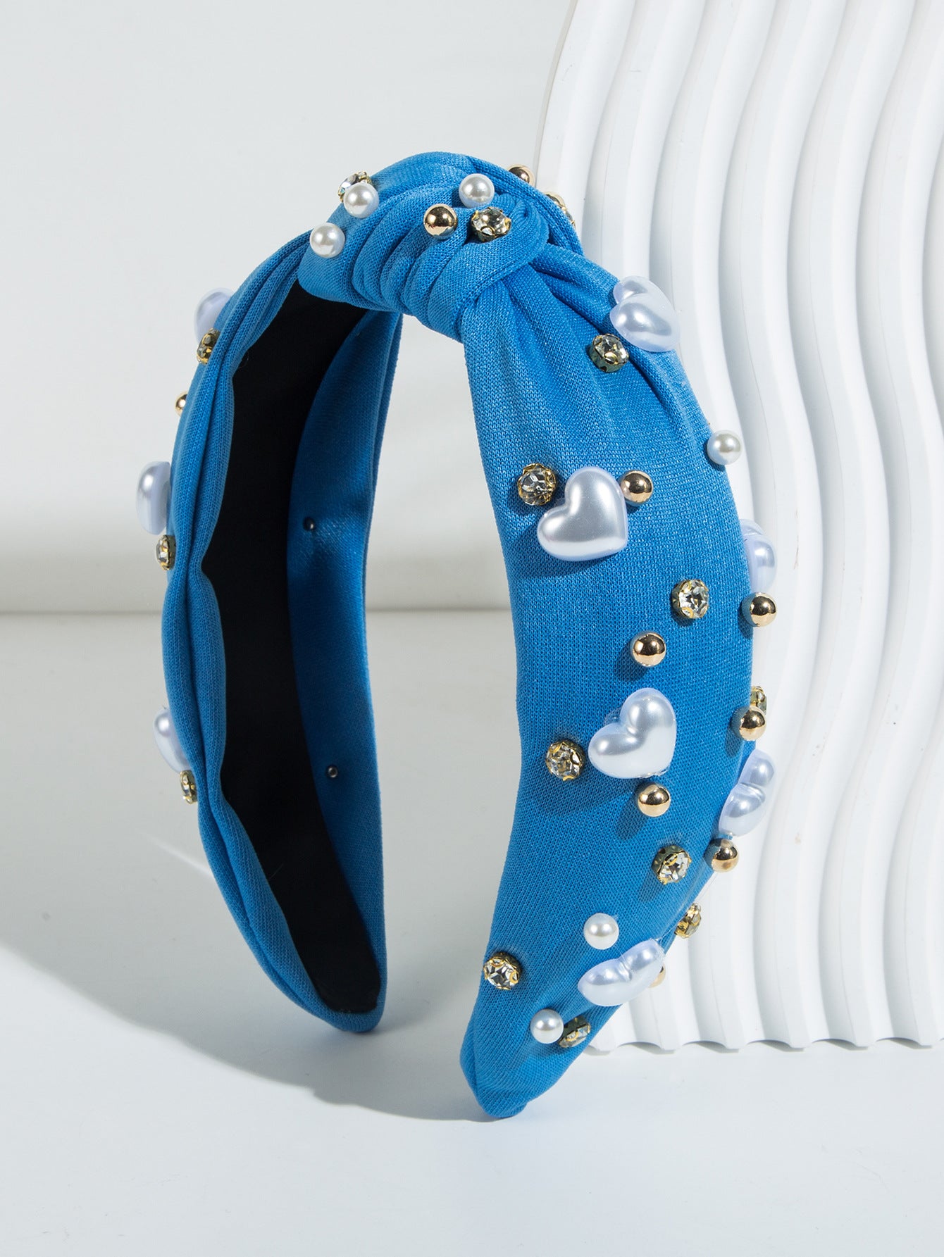European and American fashion trends, love pearl headbands, women's wide edges, knots, beads, versatile, high skull hair accessories, cross-border supply