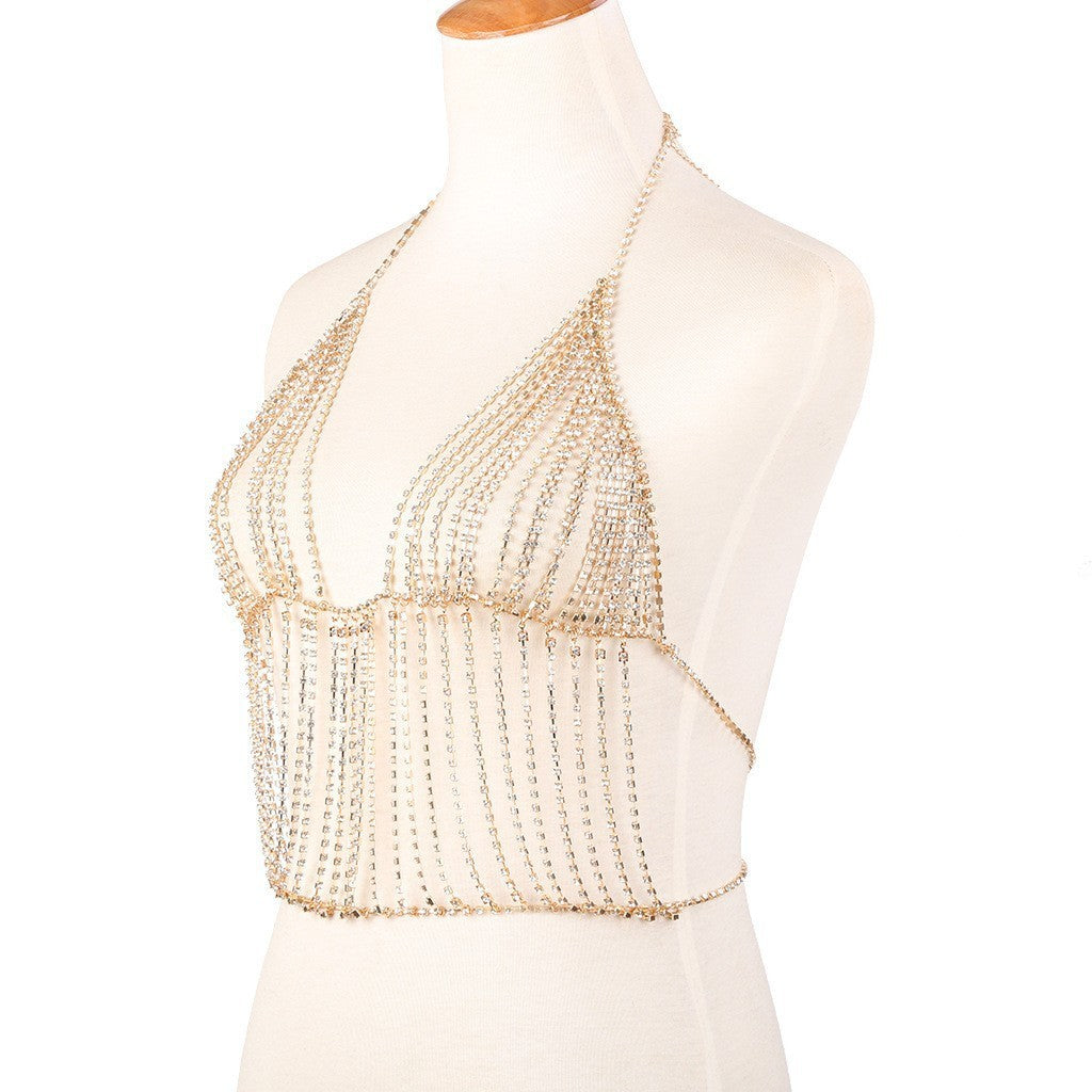 New European and American cross-border rhinestone bra sexy multi-layer body chain fashion claw chain inlaid rhinestone bra body chain