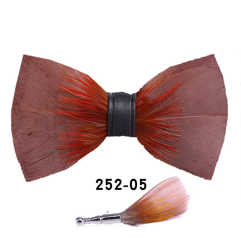 252 orange feather wedding groom best man butterfly wedding shirt man black bow tie shirt collar flower