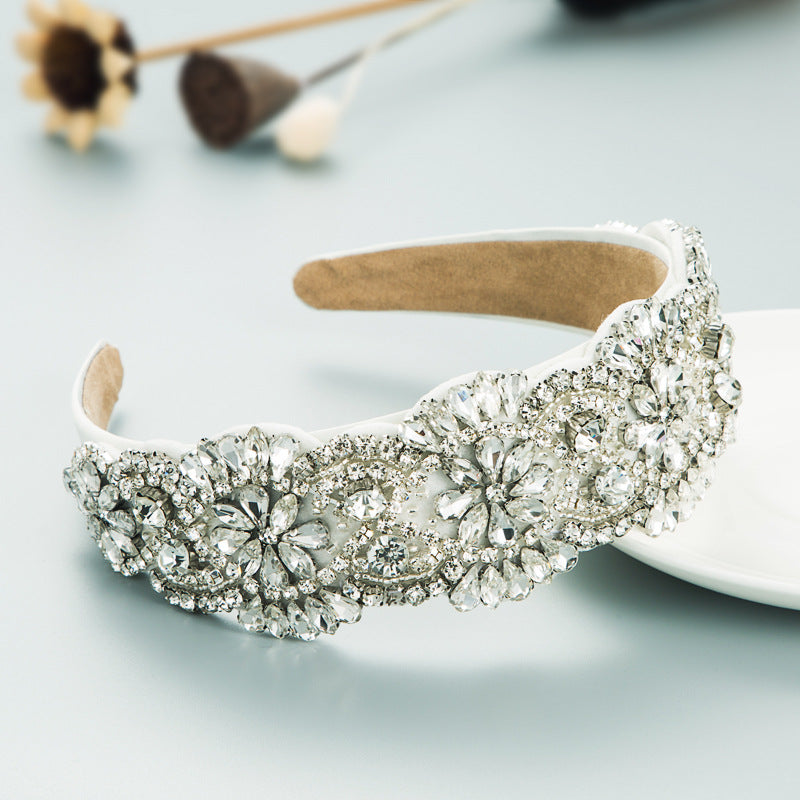 And Ming headband baroque vintage personality hand-sewn stained glass diamond flower fabric bridal heavy headband