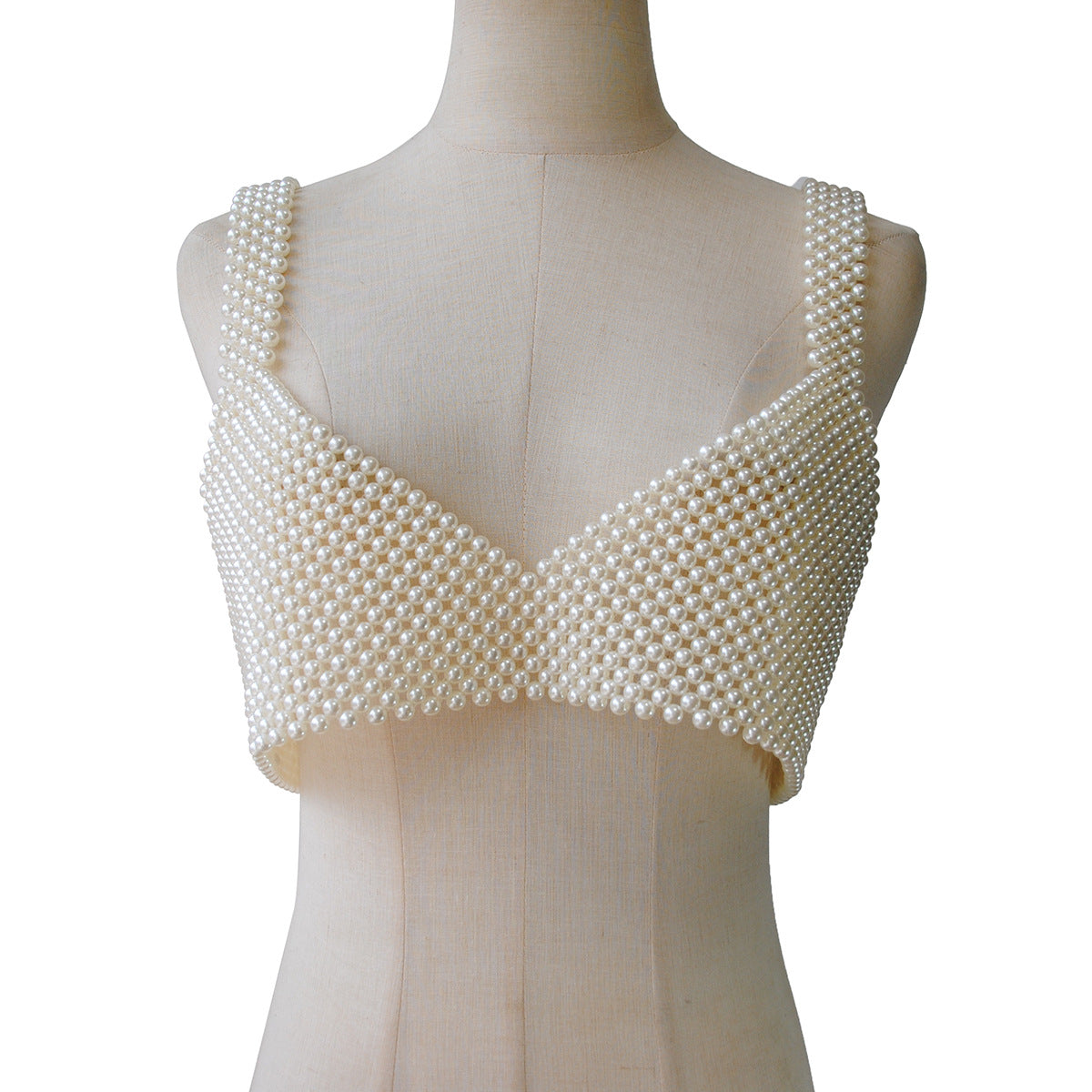 New European and American cross-border jewelry, sexy pearl chest bracelet suspender, hand-woven sexy hollow chest ornament, body chain