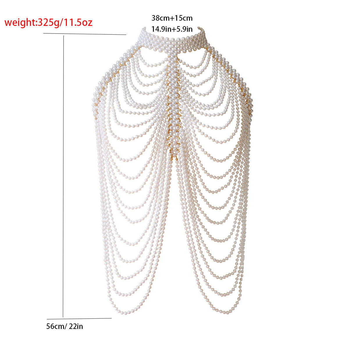 New European and American jewelry, fashionable cut-out chest ornament, pearl wave shawl, chest chain, tassel, multi-layered body chain