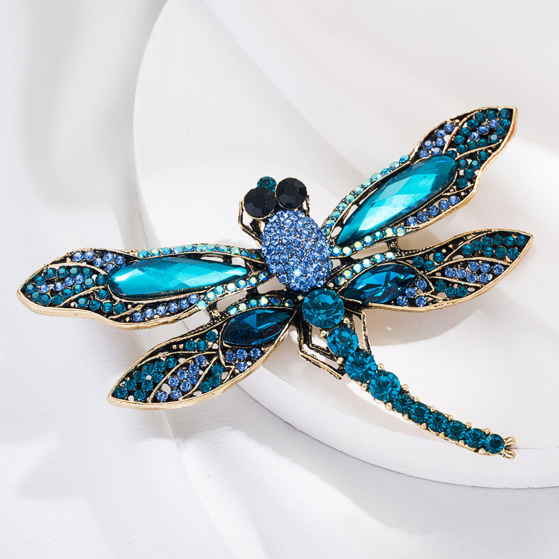 European and American cross-border trend alloy, diamond studded dragonfly brooch, girly cute pin, fashion personality, corsage accessories, foreign trade