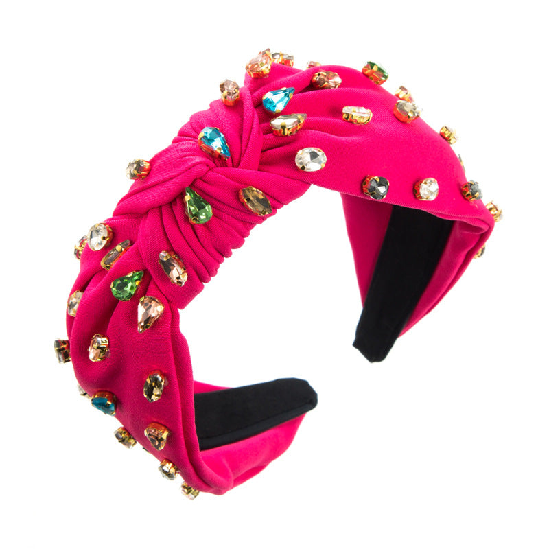 Heming headbands, European and American new high-quality fabrics, full of drill headbands, women's knots, multi-color fashion wide-brimmed headbands, hair accessories