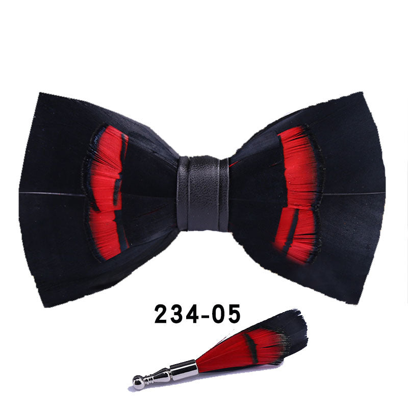 234 blue feather bow tie men's shirt groomsman group pot butterfly wedding host flower collar